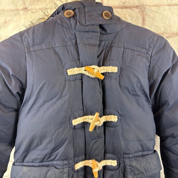 Crewcuts Girls 6 / 7 Blue Down Filled Toggle Faux Fur Hooded Winter Jacket - Picture 4 of 10